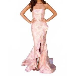 NEW AVA PRESLEY fitted bodice strapless gown in blush